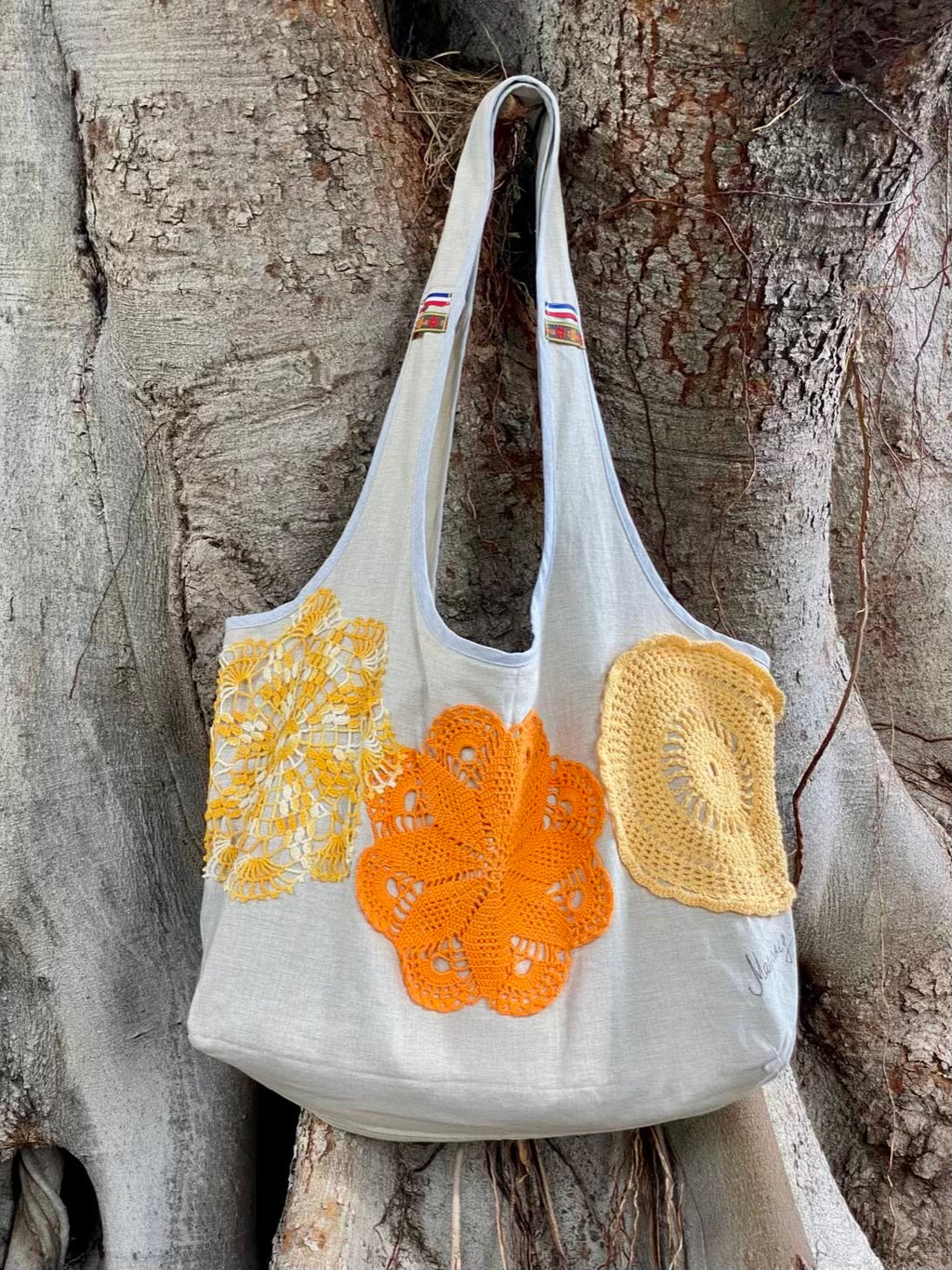 Grand Sac Cabas Par Amour – Lin Chiné – Collection Jardin Impérial