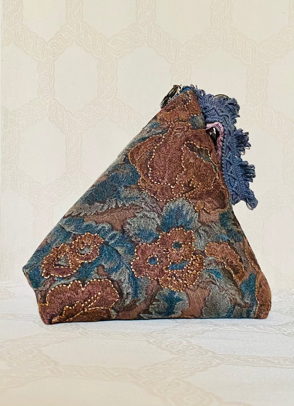 Sac Berlingot Essentiel Jacquard Bleu Pétrole – Bandoulière Fait Main | MariParis