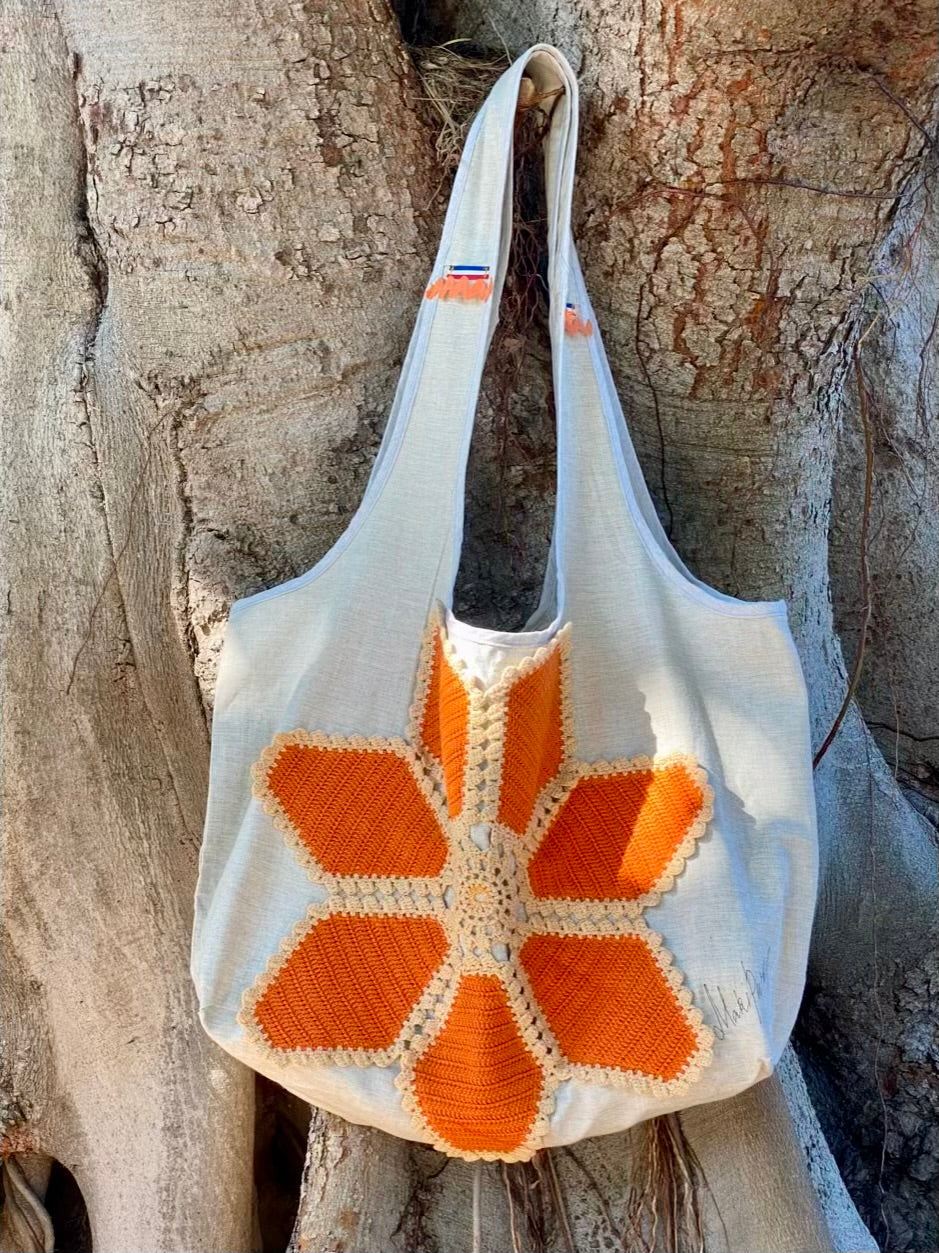 Grand Sac Cabas Crochet Fleur – Collection Jardin Impérial