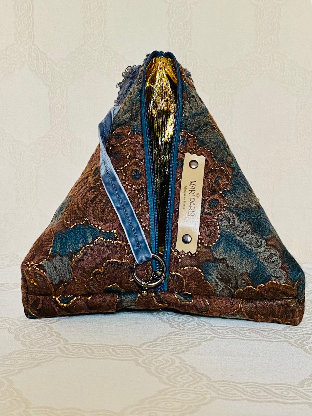 Sac Berlingot Essentiel Jacquard Bleu Pétrole – Bandoulière Fait Main | MariParis