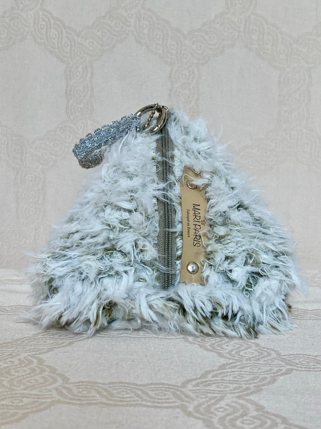 Berlingot Essentiel Blanc Kaki Strass – Pochette Bandoulière Fait Main | MariParis