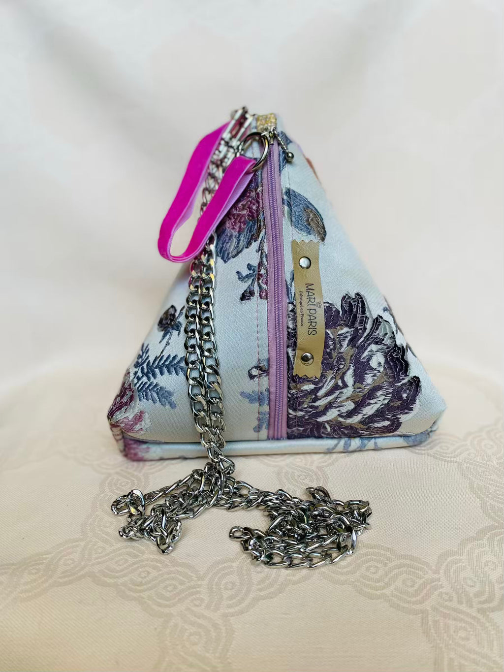 Sac Berlingot Jacquard Multicolore Rose Gris Bleu – Collection Les Essentiels MariParis