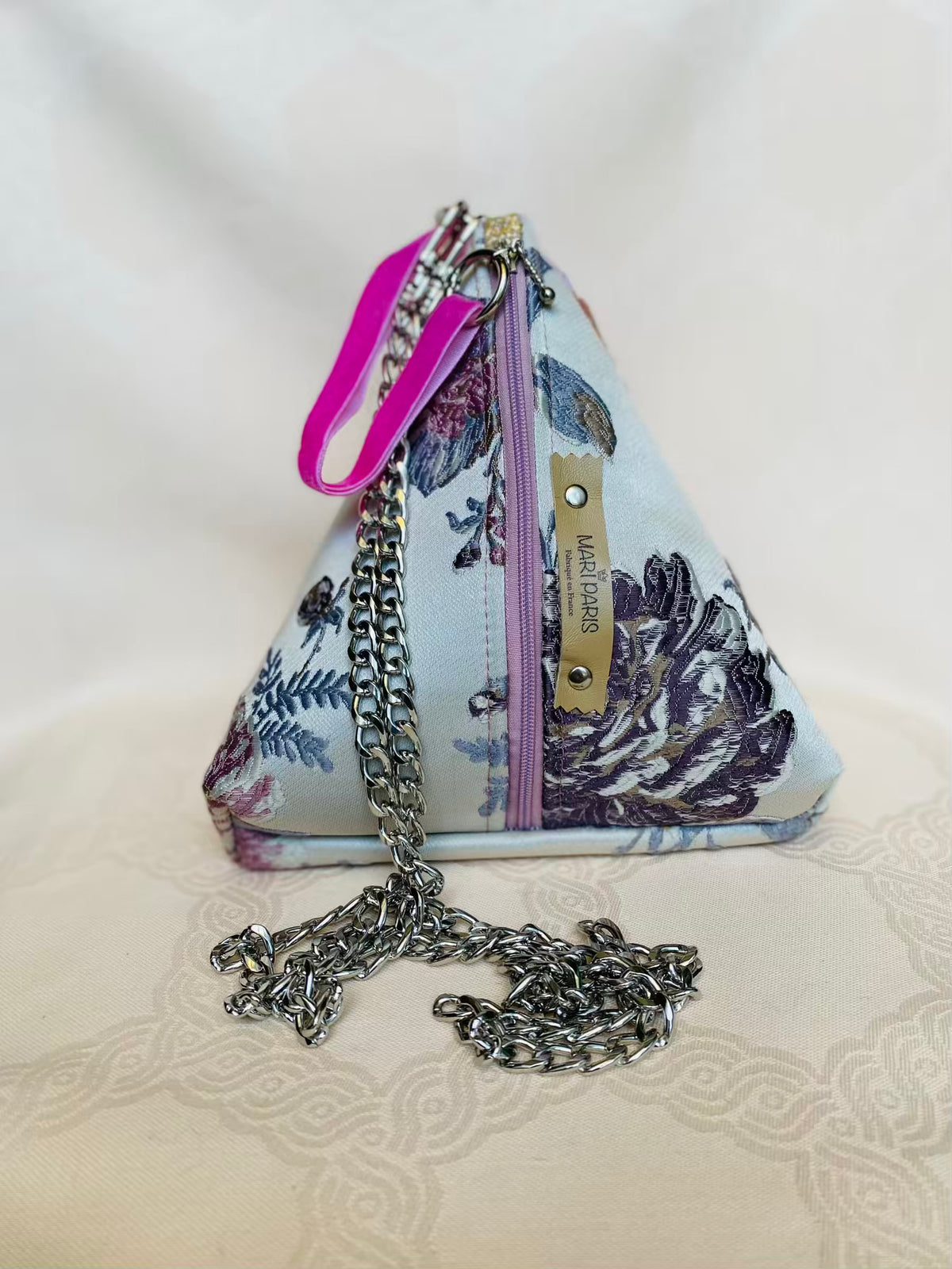 Sac Berlingot Jacquard Multicolore Rose Gris Bleu – Collection Les Essentiels MariParis