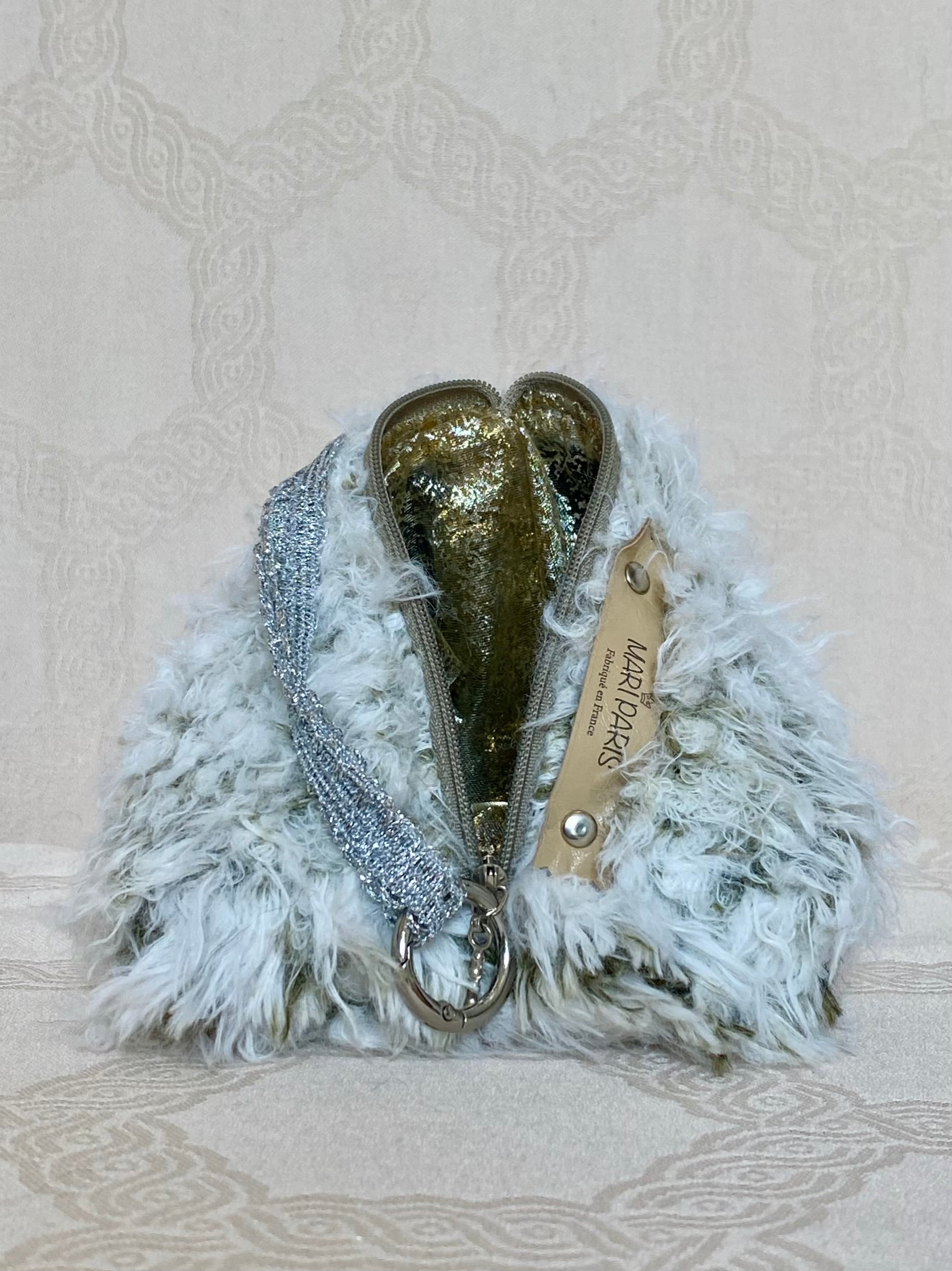 Berlingot Essentiel Blanc Kaki Strass – Pochette Bandoulière Fait Main | MariParis