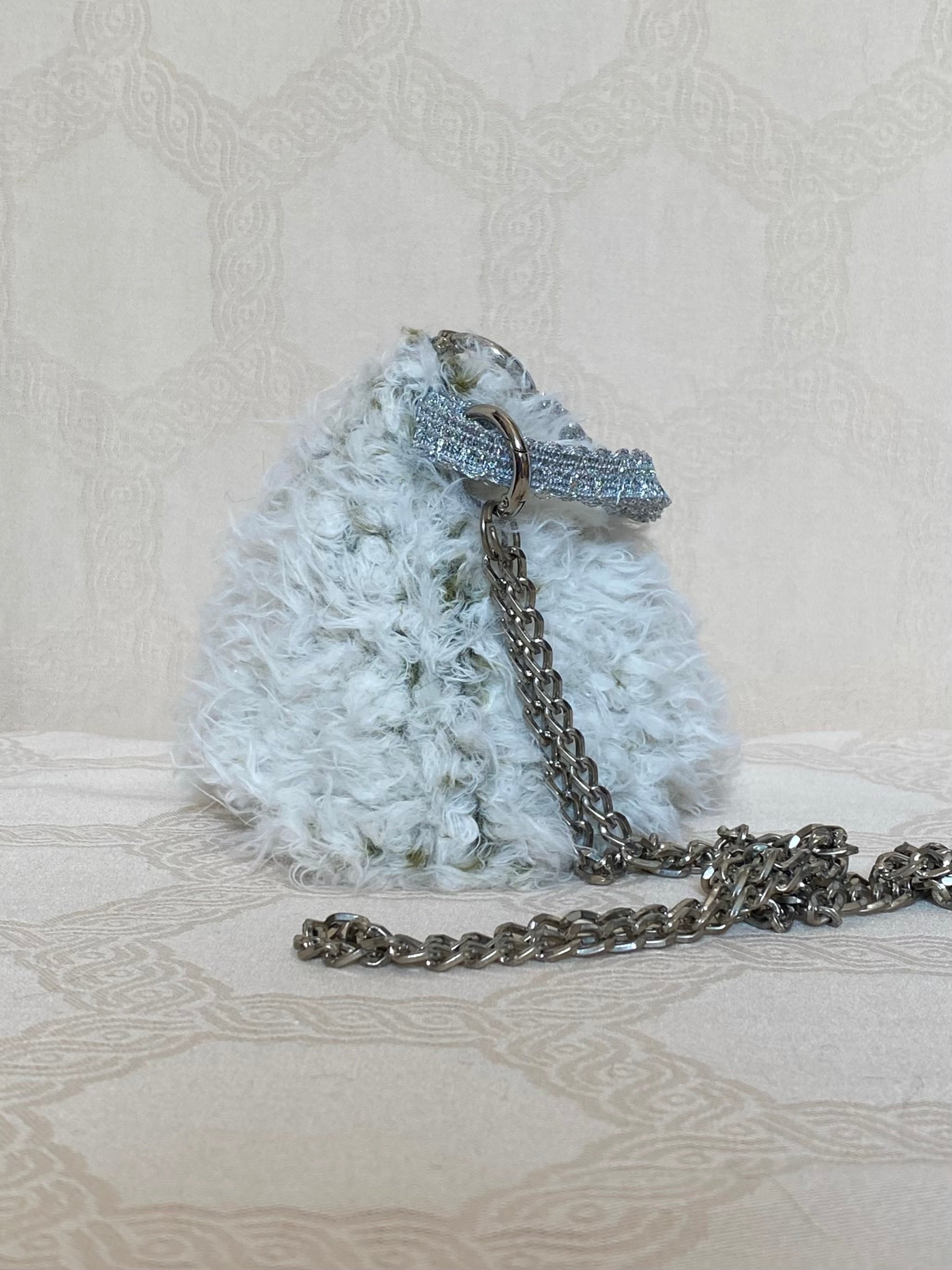 Berlingot Essentiel Blanc Kaki Strass – Pochette Bandoulière Fait Main | MariParis