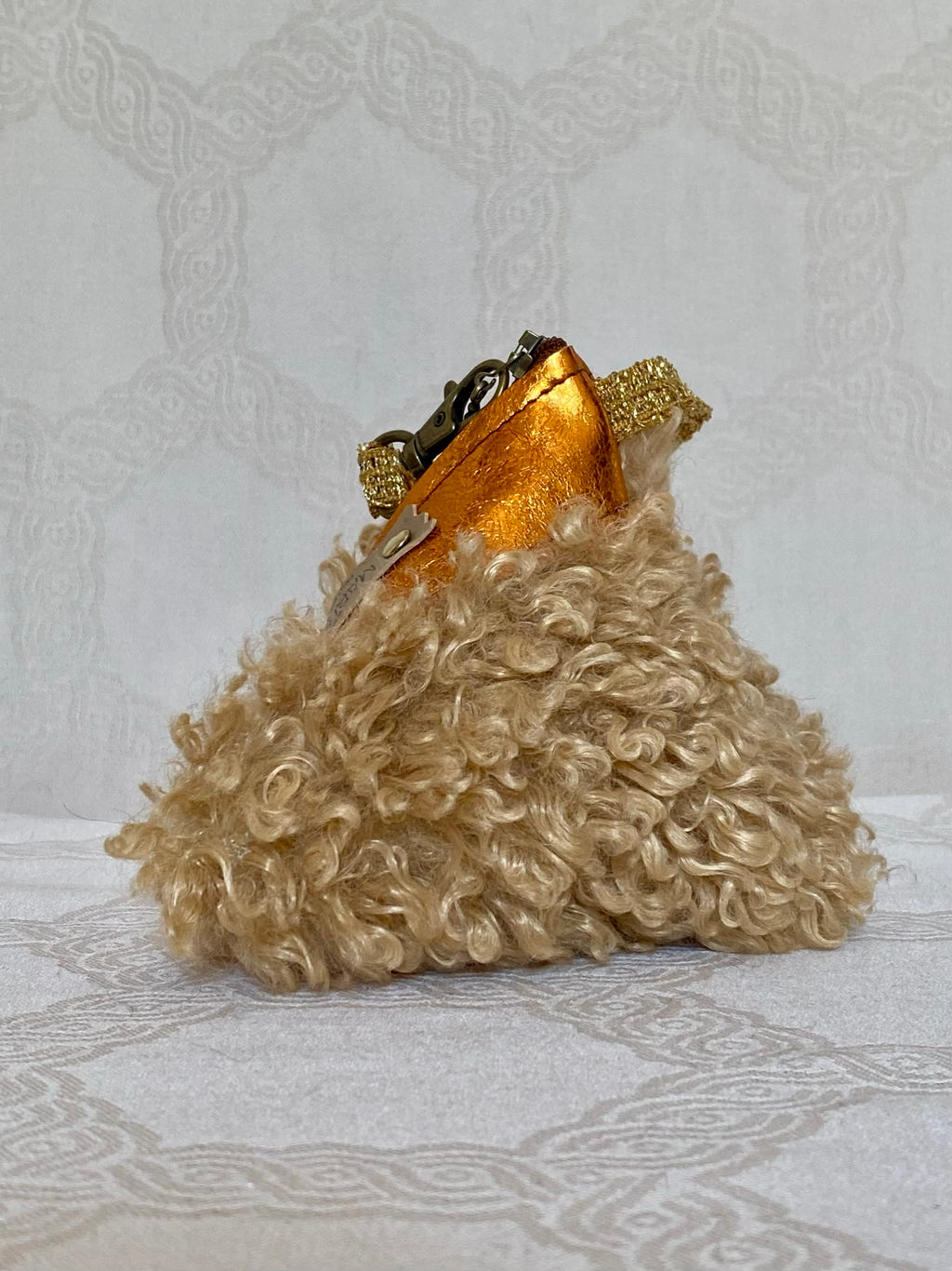 Berlingot Essentiel Bouclé Crème Cuir Cuivré – Pochette Fait Main | MariParis