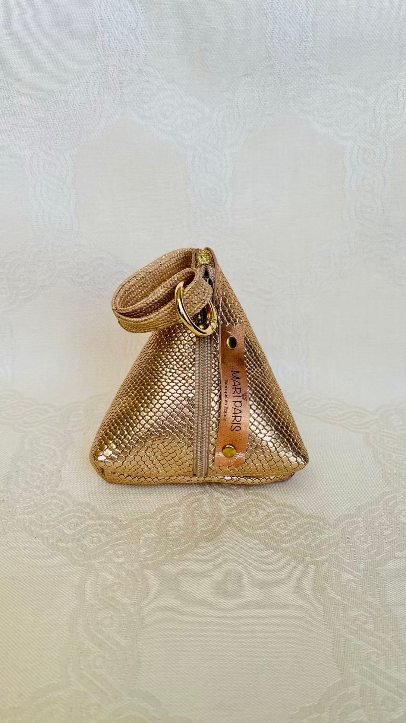 Pochette Berlingot Cuir Rose Doré Métallisé – Collection Les Essentiels MariParis