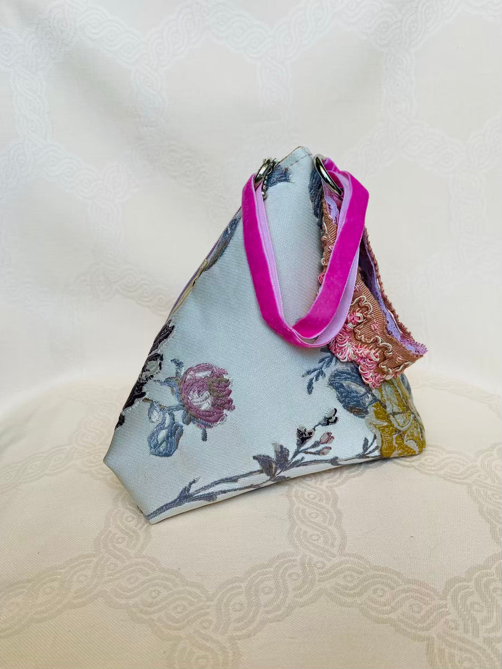 Sac Berlingot Jacquard Multicolore Rose Gris Bleu – Collection Les Essentiels MariParis