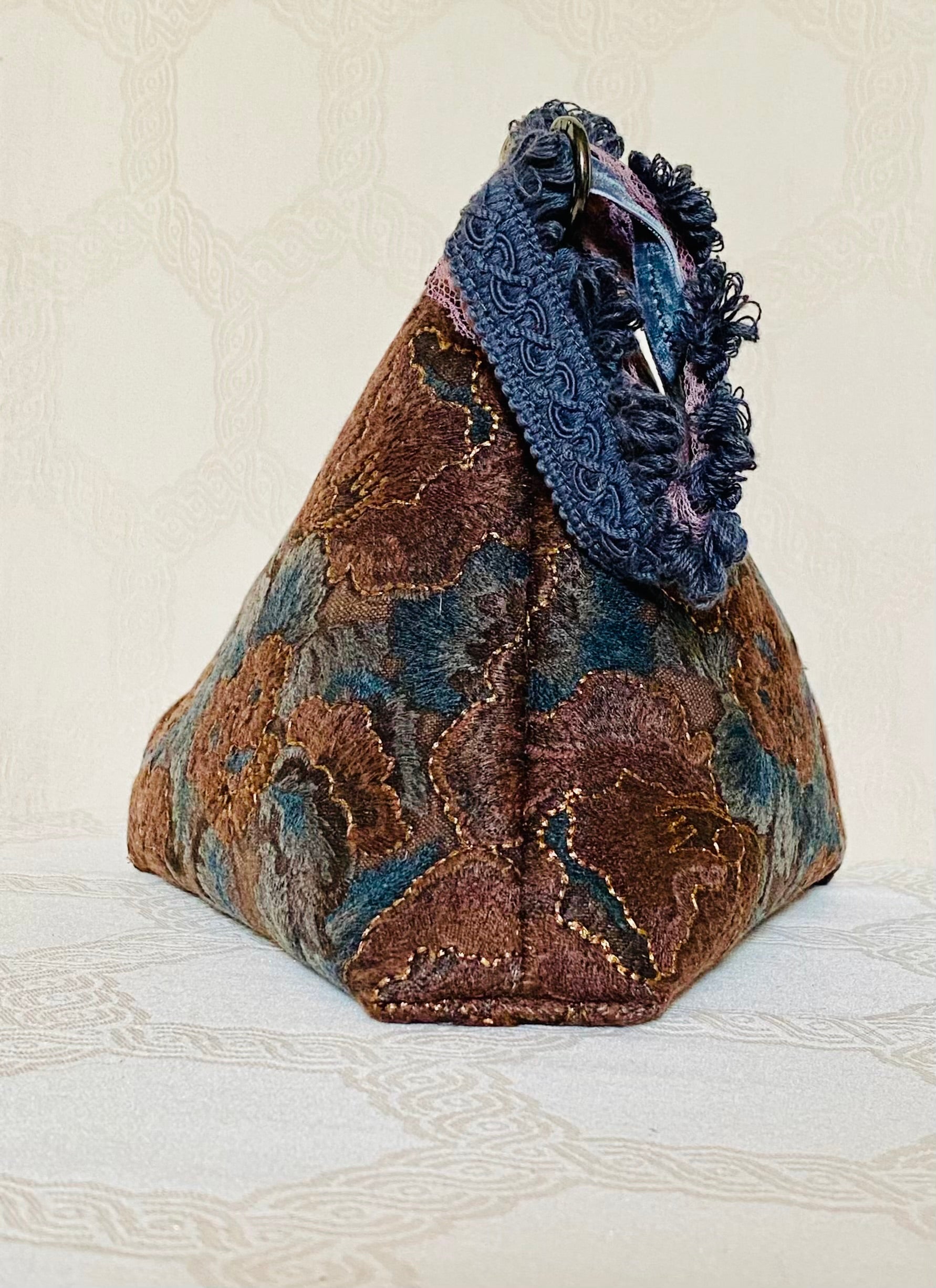 Sac Berlingot Essentiel Jacquard Bleu Pétrole – Bandoulière Fait Main | MariParis