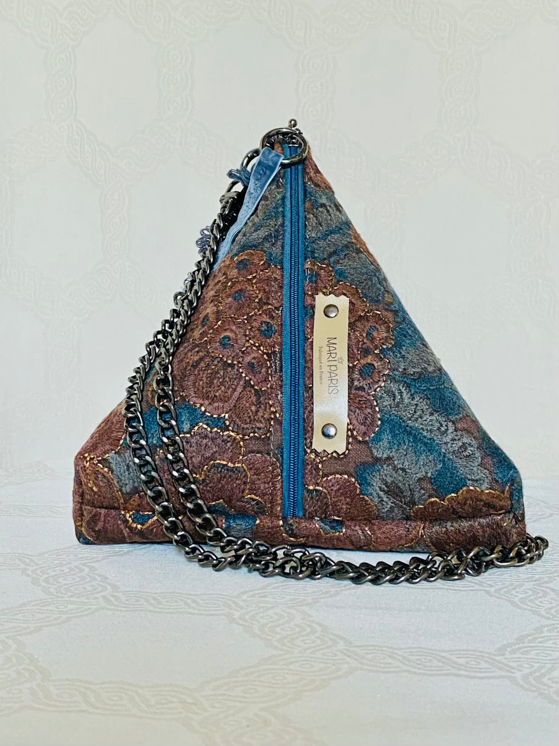 Sac Berlingot Essentiel Jacquard Bleu Pétrole – Bandoulière Fait Main | MariParis