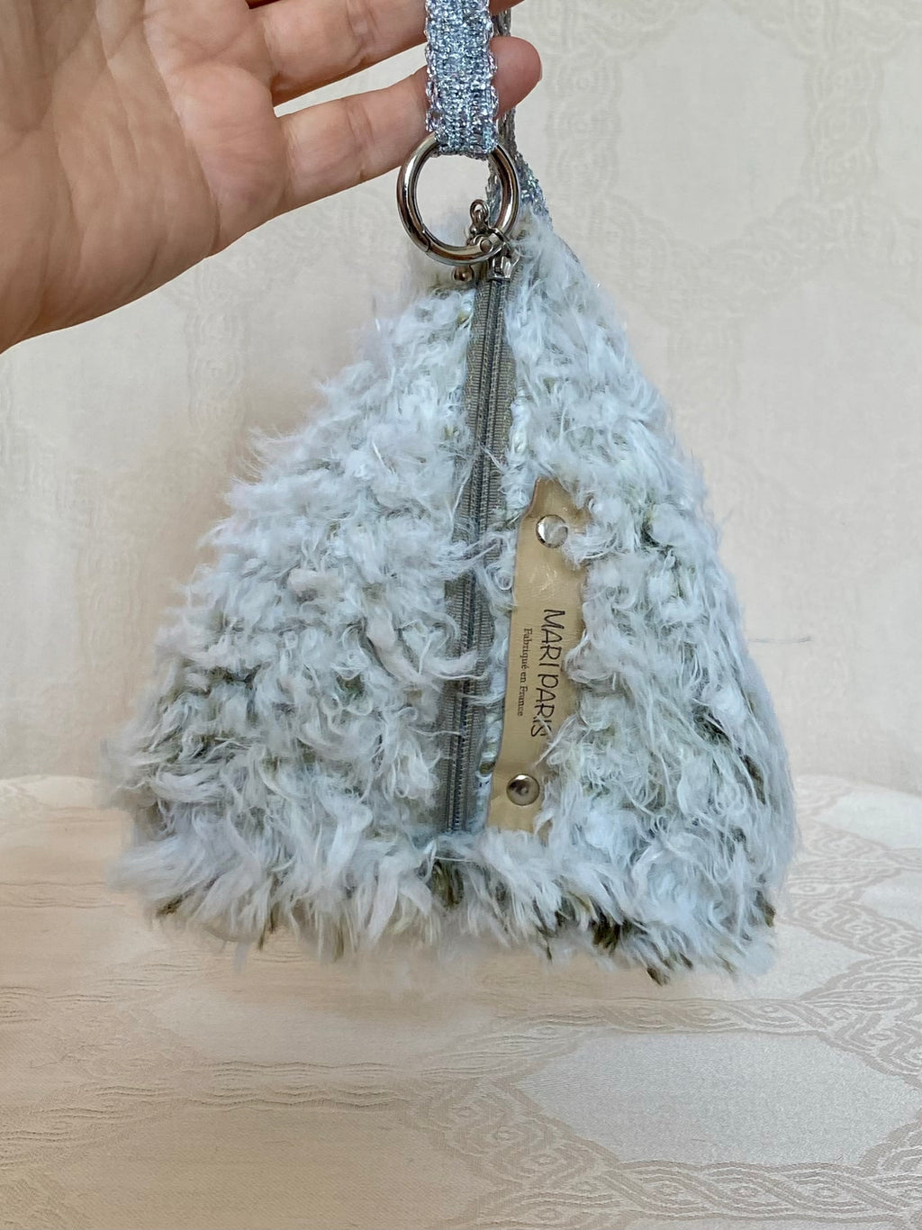 Berlingot Essentiel Blanc Kaki Strass – Pochette Bandoulière Fait Main | MariParis