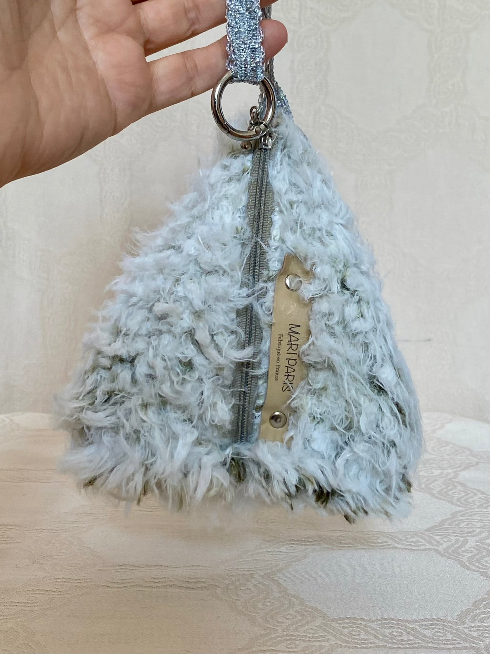 Berlingot Essentiel Blanc Kaki Strass – Pochette Bandoulière Fait Main | MariParis