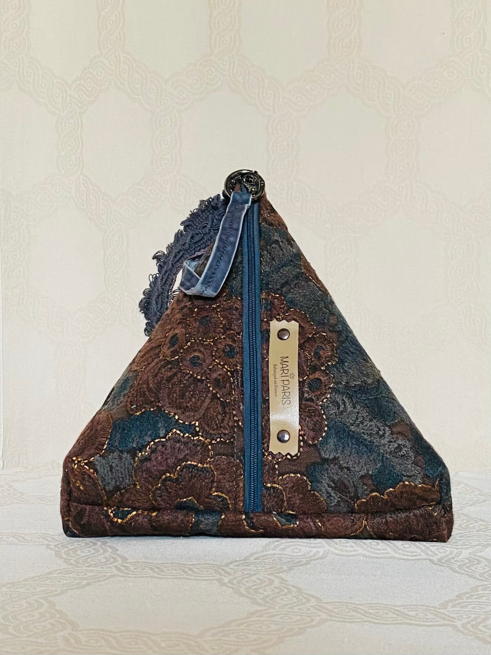 Sac Berlingot Essentiel Jacquard Bleu Pétrole – Bandoulière Fait Main | MariParis